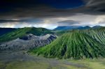 Landscape Of Volcanoes In Bromo Mountain Stock Photo