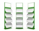 Color Green Shelves Stand Design Stock Photo