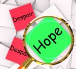Hope Despair Post-it Papers Show Hoping Or Depression Stock Photo