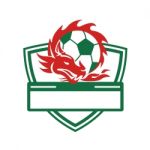 Red Dragon Soccer Ball Crest Stock Photo