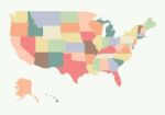 Vintage Colorful Usa Map Stock Photo