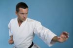 Young Man Practice Karate Stock Photo