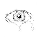 Human Eye Crying Tears Flowing Drawing Stock Photo