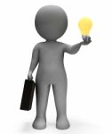 Businessman Lightbulb Shows Power Source And Character 3d Render Stock Photo