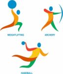 Archery Weightlifting Handball Icon Stock Photo