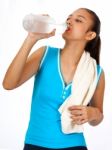 Girl Quenching Her Thirst Stock Photo