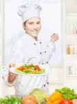 Chef Offering Vegetarian Meal Stock Photo