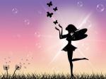 Sun Butterflies Indicates Fairy Tale And Magical Stock Photo