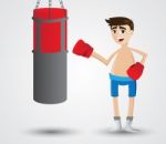 Cartoon Boxer With Sandbag Boxing Stock Photo