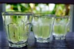Row Of Water Glass Stock Photo