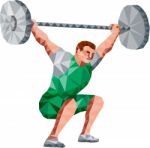 Weightlifter Lifting Barbell Low Polygon Stock Photo