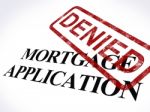 Mortgage Application Denied Stamp Stock Photo