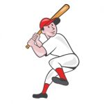 Baseball Player Batting Leg Up Cartoon Stock Photo
