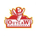 Outlaw Holding Sign Retro Stock Photo