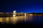 Danube Bridge Budapest At Night Stock Photo