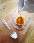 Affogato Coffee With Ice Cream On A Glass Cup On Wooden Background Stock Photo