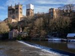 Durham, County Durham/uk - January 19 : View Along The River Wea Stock Photo