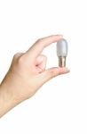 Hand With Bulb Isolated Stock Photo