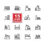 Factory Icon Set On White Background Stock Photo