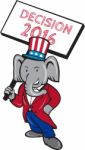Republican Elephant Mascot Decision 2016 Placard Cartoon Stock Photo