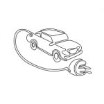 Electric Vehicle Charging Continuous Line Stock Photo