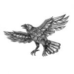 Raven Flying Up Geometric Mandala Tattoo Stock Photo
