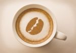 Coffee Bean Drawing On Latte Stock Photo