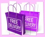 Free Delivery Sign On Shopping Bags Show No Charge To Deliver Stock Photo