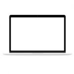 Laptop Pc Drawing Flat Design Blank Screen On White Background Stock Photo