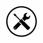 Tools Icon In Circle Line, Fill Style -  Iconic Design Stock Photo