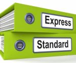 Express Standard Folders Mean Fast Or Regular Delivery Stock Photo