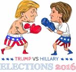 Trump Vs Hillary 2016 Election Boxing Stock Photo