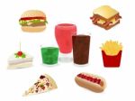 Set Of Colorful Cartoon Fast Food Icons Stock Photo