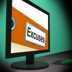 Excuses On Monitor Shows Reasons Stock Photo
