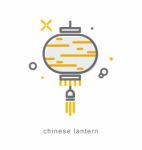 Thin Line Icons, Chinese Lantern Stock Photo