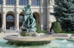 Statue In Front Of The Vigado Concert Hall In Budapest Stock Photo