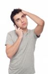 Stressed Man On The Phone Stock Photo
