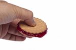 Cookie With Berry Jam Stock Photo