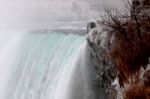 Beautiful Picture With The Niagara Waterfall And The Icy Shore Stock Photo