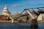 Millennium Bridge And St Pauls Cathedral Stock Photo