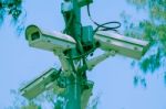 Cctv Cameras Installed At The Intersection Stock Photo