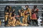Statue Birth Of Christ In The Catholic Church In Attersee Stock Photo