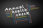 Annual Health Concept On Chalkboard Stock Photo