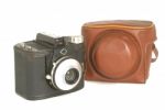 Old Photographic Camera With Bag Stock Photo