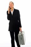 Businesswoman Holding Briefcase Stock Photo