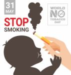 The Dangers Of Secondhand Smoke Near Children For World No Tobac Stock Photo