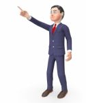 Pointing Character Means Hand Up And Commercial 3d Rendering Stock Photo