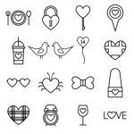 Valentine Line Icon Set  Illustration Stock Photo