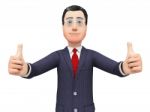 Thumbs Up Businessman Shows Fan Yes And Commerce Stock Photo