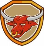 Texas Longhorn Red Bull Head Shield Cartoon Stock Photo